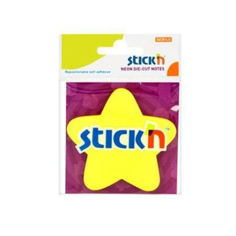 Notes samoprzylepny Stick'n Gwiazda żółta neon 70x70mm, 50szt
